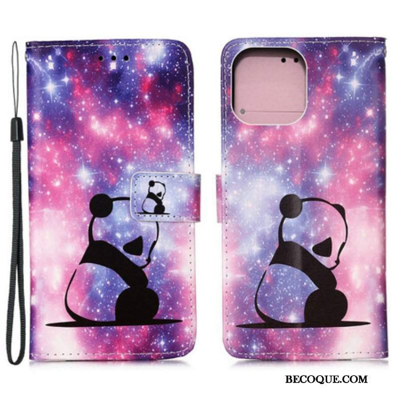 Etui Folio do iPhone 13 Mini Galaktyka Pandy