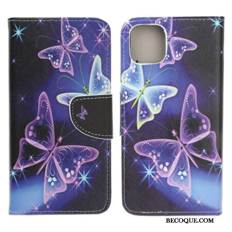 Etui Folio do iPhone 13 Mini Nowoczesne Motyle