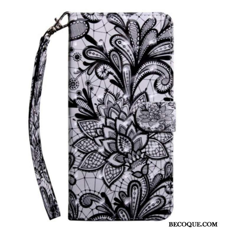 Etui Folio do iPhone 13 Pro Lekka Koronka W Kropki