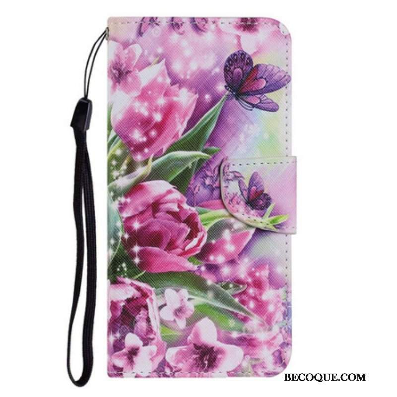 Etui Folio do iPhone 13 Pro Motyle I Tulipany