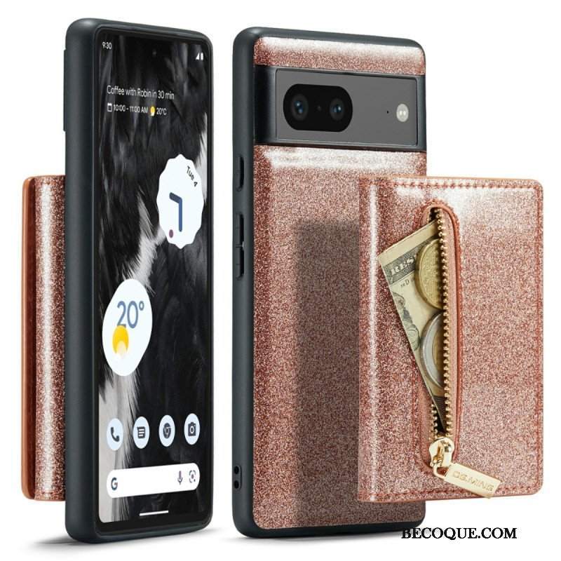 Etui do Google Pixel 7 Odpinany Uchwyt Na Karty Z Brokatem