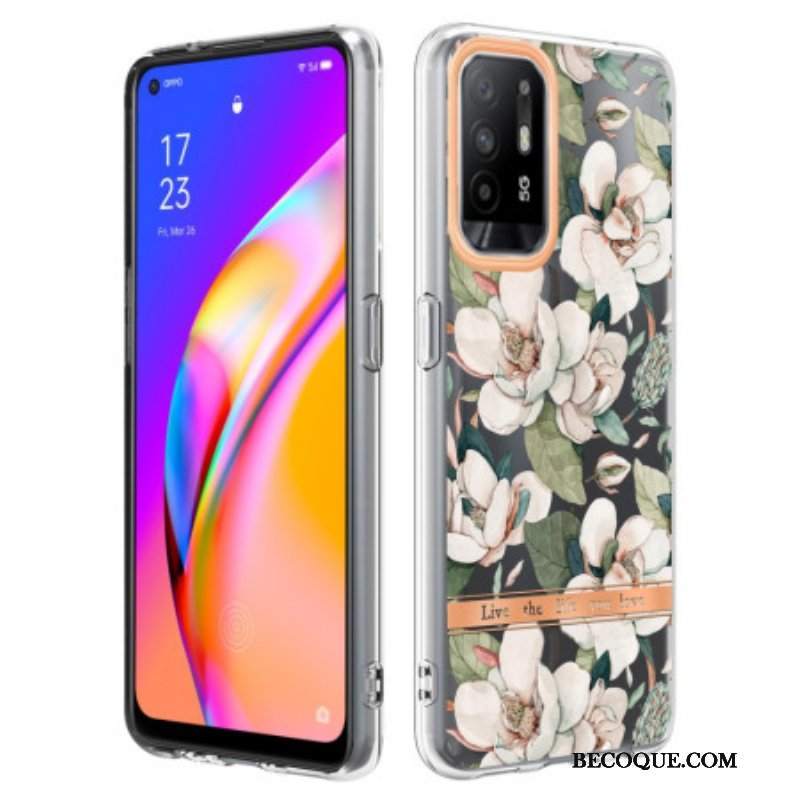 Etui do Oppo A94 5G Kwiaty Piwonii