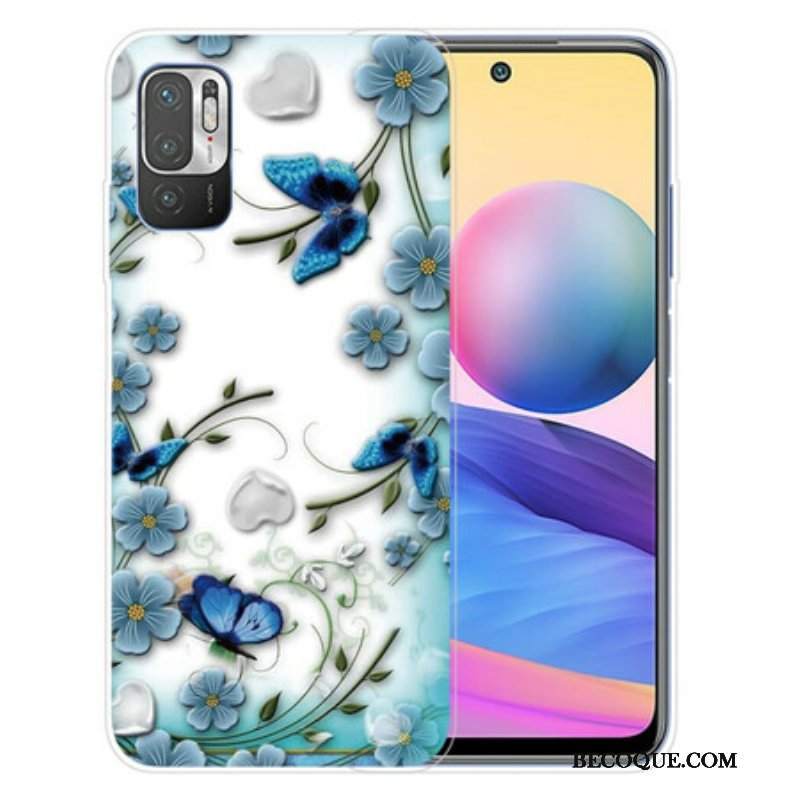 Etui do Poco M3 Pro 5G Retro Motyle I Kwiaty