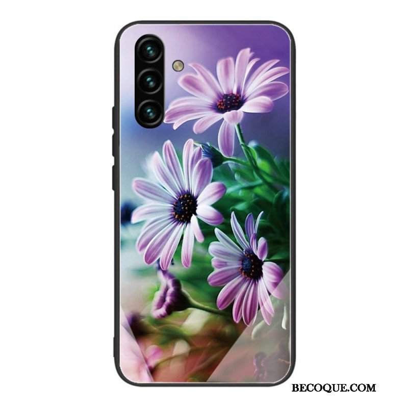 Etui do Samsung Galaxy A13 5G / A04s Kwiaty Ze Szkła Hartowanego