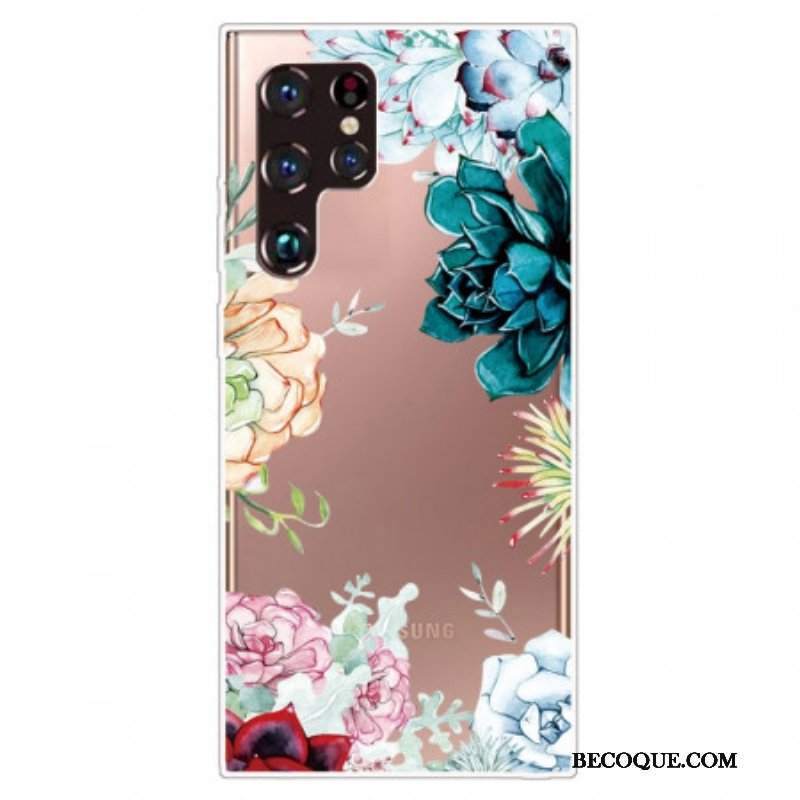 Etui do Samsung Galaxy S22 Ultra 5G Bezszwowe Akwarela Kwiaty