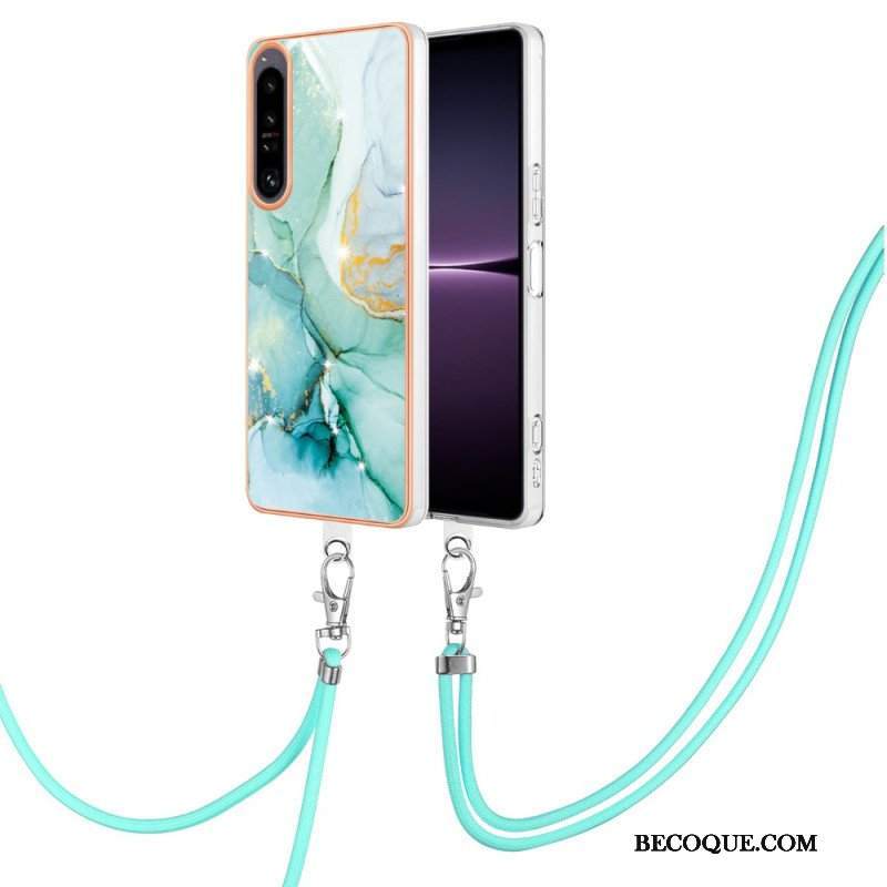 Etui do Sony Xperia 1 IV ze Sznurkiem Z Marmurowym Sznurkiem