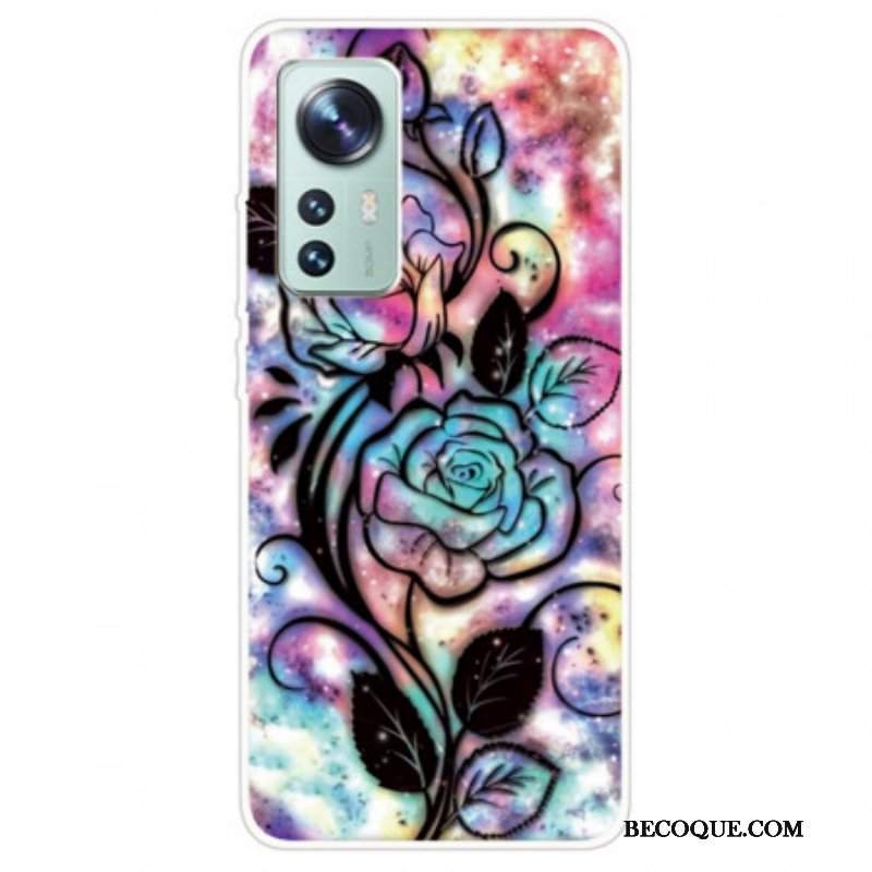 Etui do Xiaomi 12 Pro Graficzny Kwiatowy Silikon