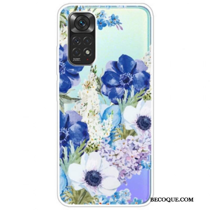 Etui do Xiaomi Redmi Note 11 / 11S Bezszwowe Akwarela Niebieskie Kwiaty