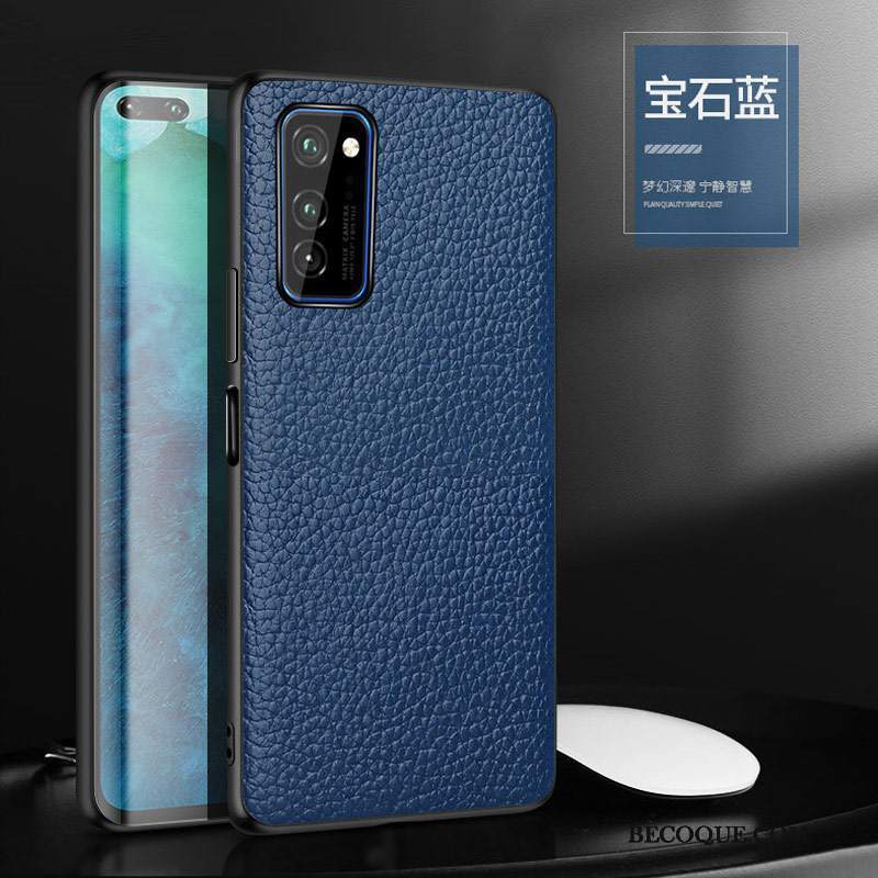 Futerał Honor 30 Pro Skóra Anti-fall Bydło, Etui Honor 30 Pro Ochraniacz Górna Skóra Niebieski