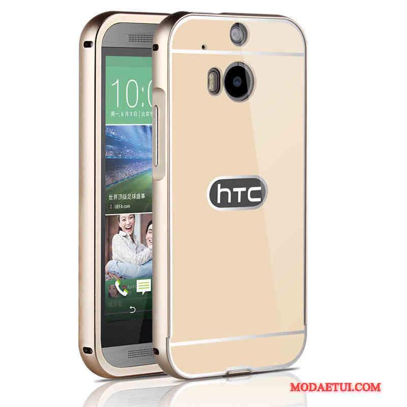 Futerał Htc One M8 Metal Granica Filmy, Etui Htc One M8 Ochraniacz Złoto Szkło Hartowane