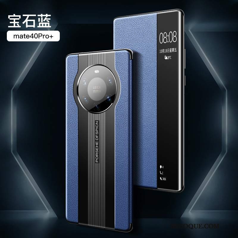Futerał Huawei Mate 40 Pro+ Ochraniacz Ciemno Niebieski Anti-fall, Etui Huawei Mate 40 Pro+ Skóra Wysoki Koniecna Telefon
