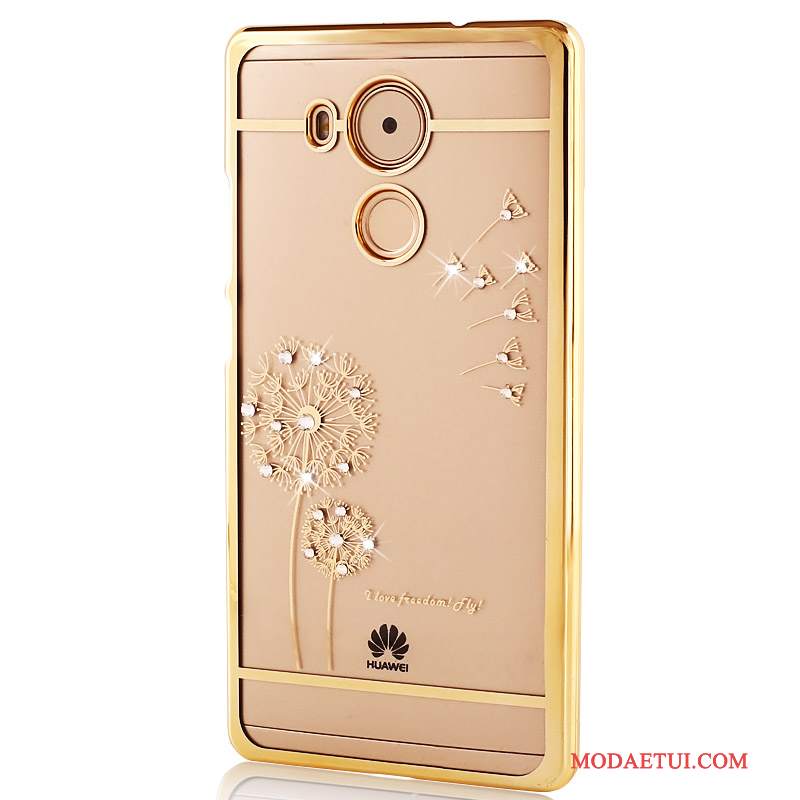 Futerał Huawei Mate 8 Rhinestone Złoto Trudno, Etui Huawei Mate 8 Ochraniacz Na Telefon Przezroczysty