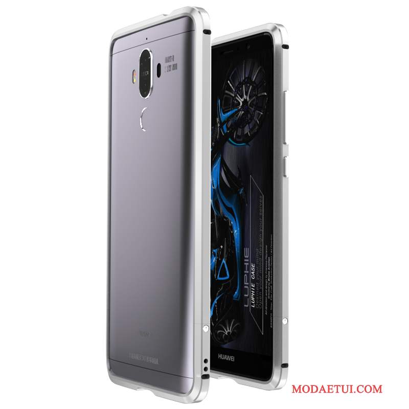 Futerał Huawei Mate 9 Pro Metal Srebro Granica, Etui Huawei Mate 9 Pro Ochraniacz Na Telefon