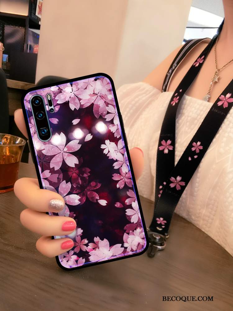 Futerał Huawei P30 Pro Kreatywne Sakura Wiszące Ozdoby, Etui Huawei P30 Pro Silikonowe Czerwony Netto Fioletowy