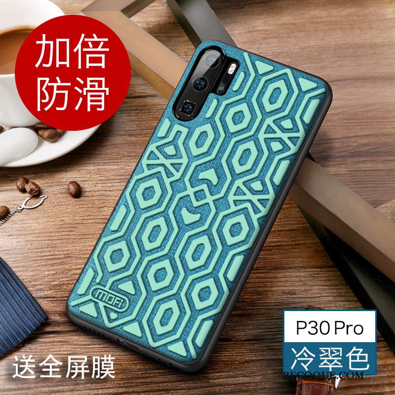 Futerał Huawei P30 Pro Miękki Osobowość Zielony, Etui Huawei P30 Pro Torby Nubuku Cienkie