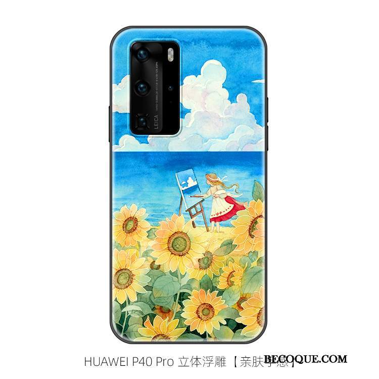 Futerał Huawei P40 Pro Kreskówka Świeży Piękny, Etui Huawei P40 Pro Miękki Niebieski Anti-fall