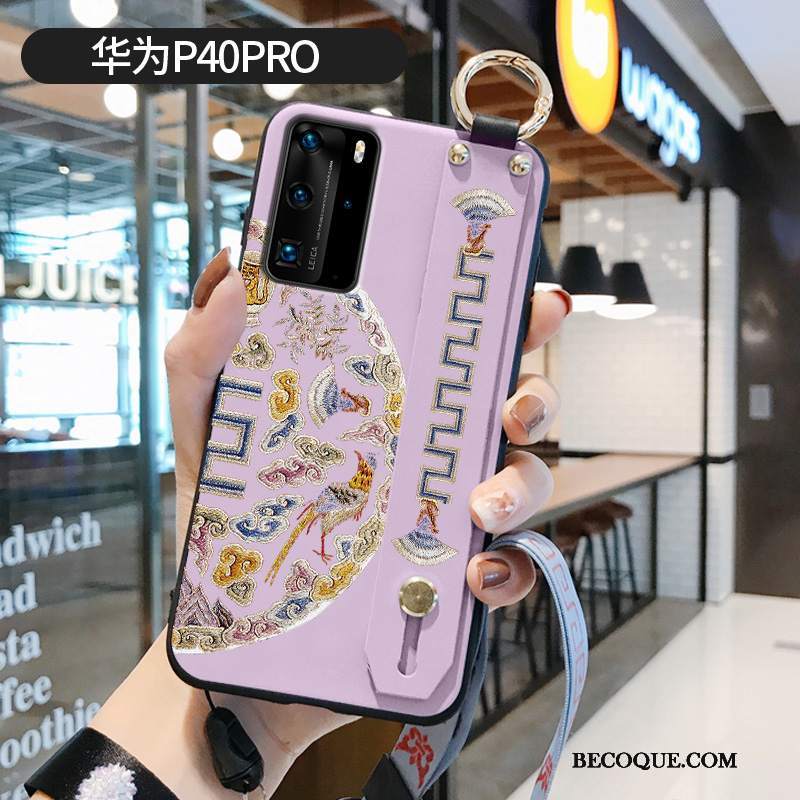 Futerał Huawei P40 Pro Miękki Purpurowy Wzór, Etui Huawei P40 Pro Silikonowe Chiński Styl Pałac