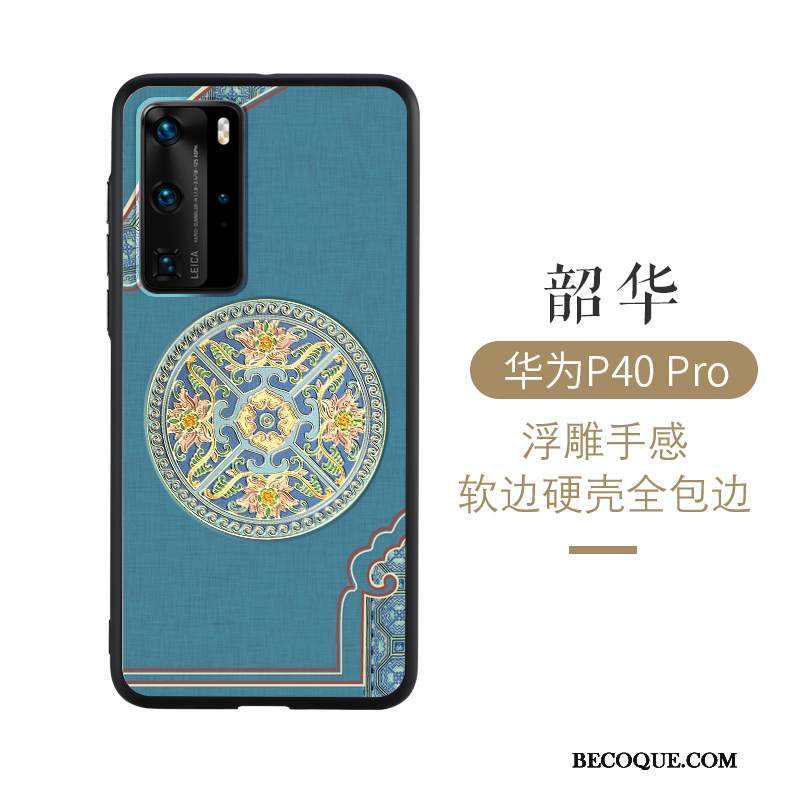 Futerał Huawei P40 Pro Relief Niebieskina Telefon, Etui Huawei P40 Pro Ochraniacz Osobowość Cienkie