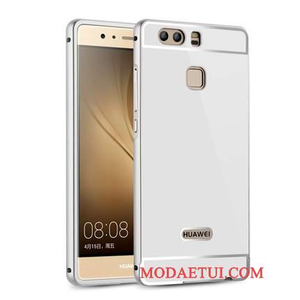 Futerał Huawei P9 Plus Relief Lustrona Telefon, Etui Huawei P9 Plus Metal Srebro Tylna Pokrywa