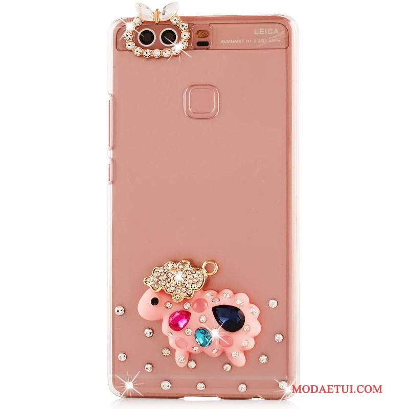 Futerał Huawei P9 Plus Rhinestone Różowena Telefon, Etui Huawei P9 Plus Ochraniacz Trudno Pu