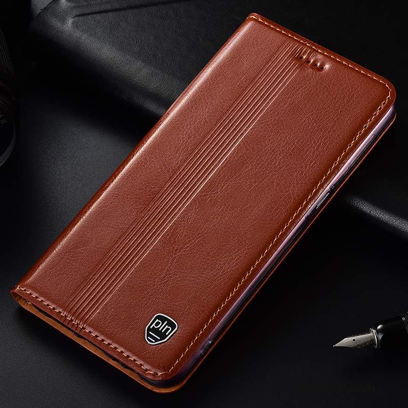Futerał Huawei Y5 2019 Skóra Wzór Brązowy, Etui Huawei Y5 2019 Na Telefon