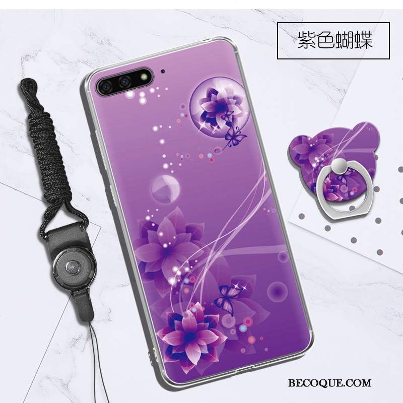 Futerał Huawei Y6 2018 Silikonowe Purpurowy Wisząca Szyja, Etui Huawei Y6 2018 Na Telefon