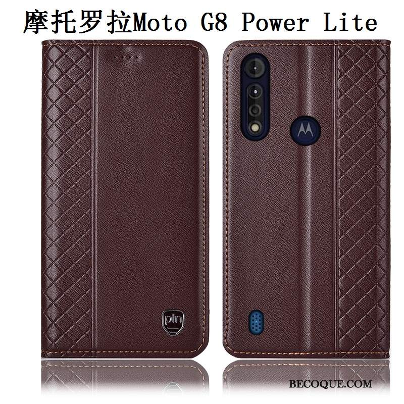 Futerał Moto G8 Power Lite Skóra Brązowyna Telefon, Etui Moto G8 Power Lite Torby Anti-fall