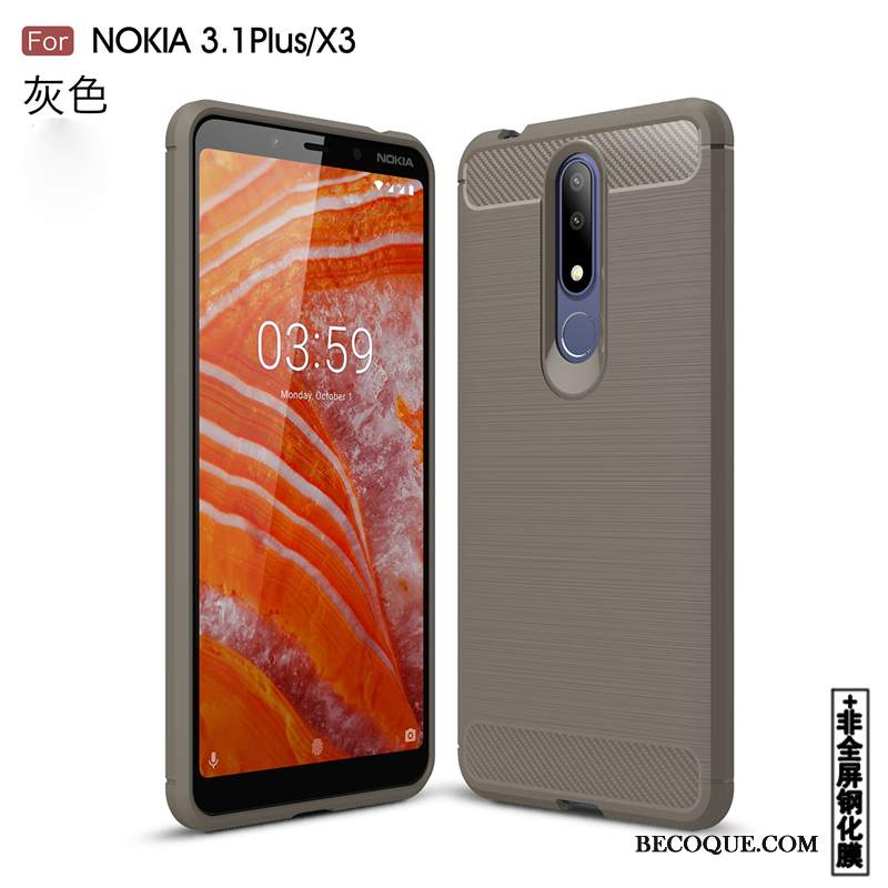 Futerał Nokia 3.1 Plus Miękki Wzór Szary, Etui Nokia 3.1 Plus Silikonowe Tendencjana Telefon