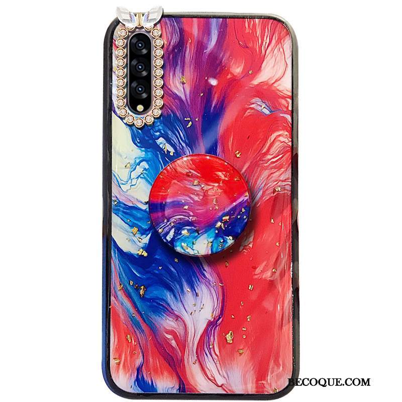 Futerał Samsung Galaxy A50s Kryształkami Czerwony Trudno, Etui Samsung Galaxy A50s Wspornik