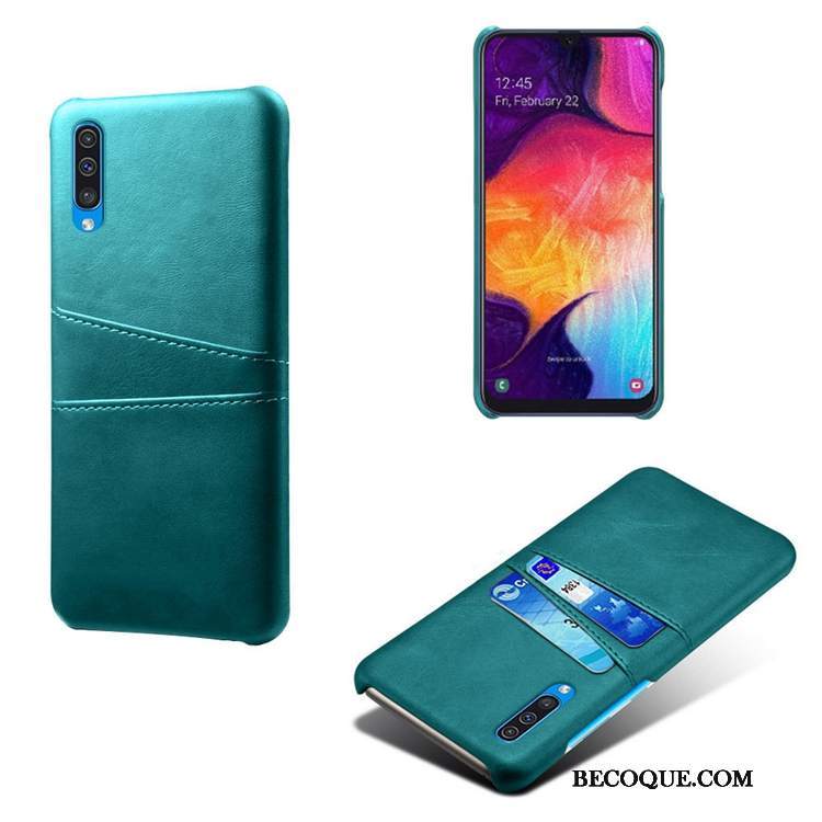 Futerał Samsung Galaxy A50s Skóra Wzórna Telefon, Etui Samsung Galaxy A50s Zielony Karta