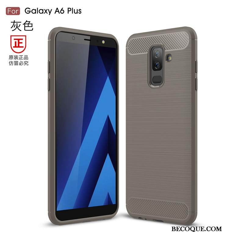 Futerał Samsung Galaxy A6+ Ochraniacz Szary Wzór, Etui Samsung Galaxy A6+ Torby Jedwab Włókno