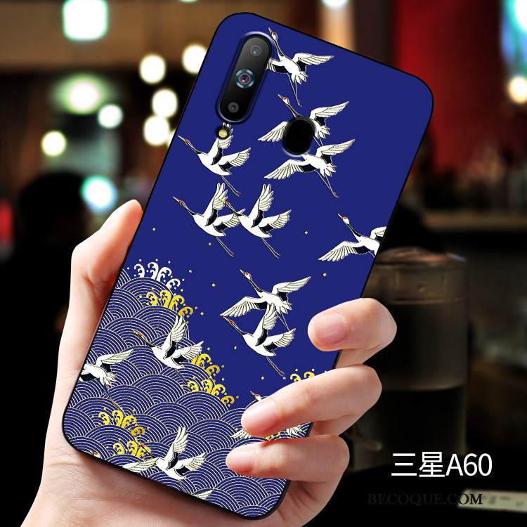 Futerał Samsung Galaxy A60 Relief Anti-fallna Telefon, Etui Samsung Galaxy A60 Silikonowe Niebieski