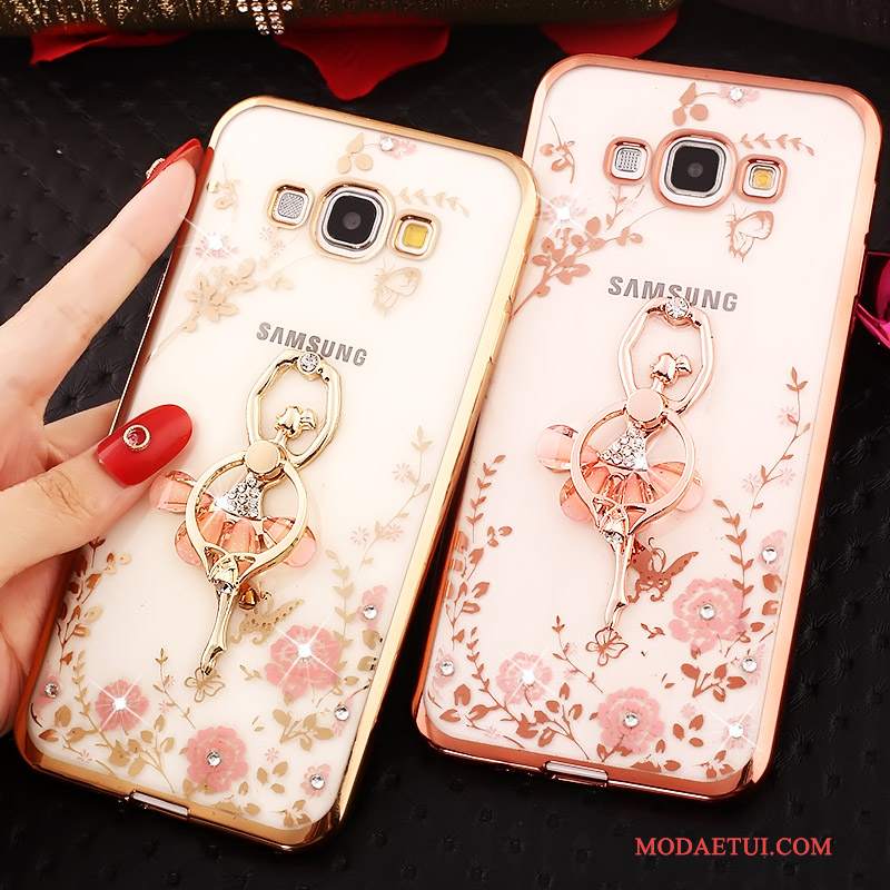 Futerał Samsung Galaxy A8 Rhinestone Złoto Ring, Etui Samsung Galaxy A8 Różowena Telefon