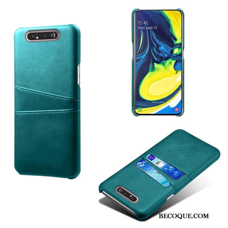 Futerał Samsung Galaxy A80 Skóra Na Telefon Karta, Etui Samsung Galaxy A80 Kreatywne Anti-fall Zielony