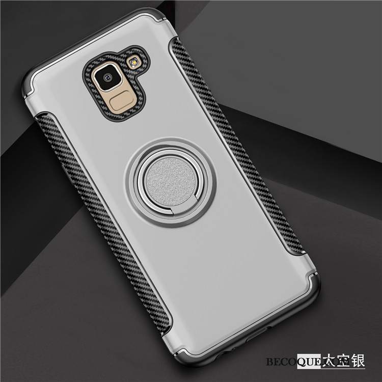 Futerał Samsung Galaxy J6 Wspornik Srebro Ring, Etui Samsung Galaxy J6 Ochraniacz