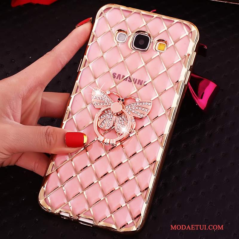 Futerał Samsung Galaxy J7 2016 Rhinestone Klamra Różowe, Etui Samsung Galaxy J7 2016 Ochraniacz Ring