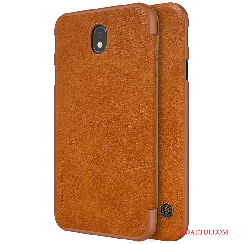 Futerał Samsung Galaxy J7 2017 Ochraniacz Biznes Karta, Etui Samsung Galaxy J7 2017 Skóra Złoto