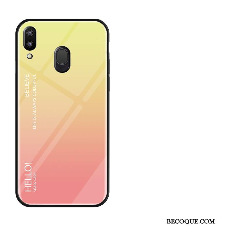 Futerał Samsung Galaxy M20 Silikonowe Żółty Anti-fall, Etui Samsung Galaxy M20 Miękki Gradient Czerwony Netto