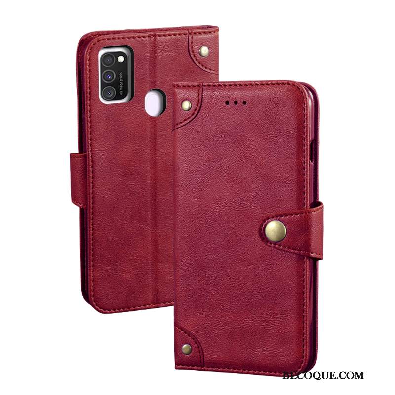 Futerał Samsung Galaxy M30s Vintage Kartana Telefon, Etui Samsung Galaxy M30s Pokrowce Modna Marka Czerwony