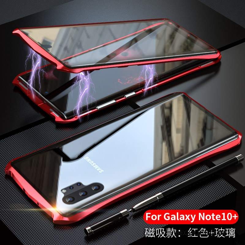 Futerał Samsung Galaxy Note 10+ Metal Czerwony Granica, Etui Samsung Galaxy Note 10+ Ochraniacz Anti-fallna Telefon