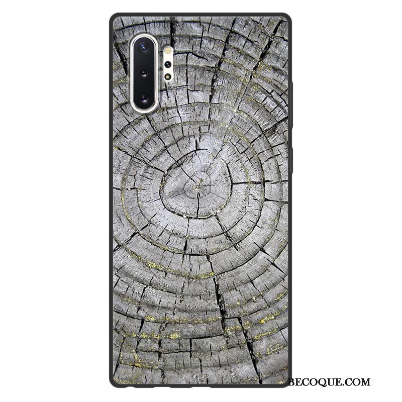 Futerał Samsung Galaxy Note 10+ Miękki Osobowość Proste, Etui Samsung Galaxy Note 10+ Drewniaki Na Telefon Szary