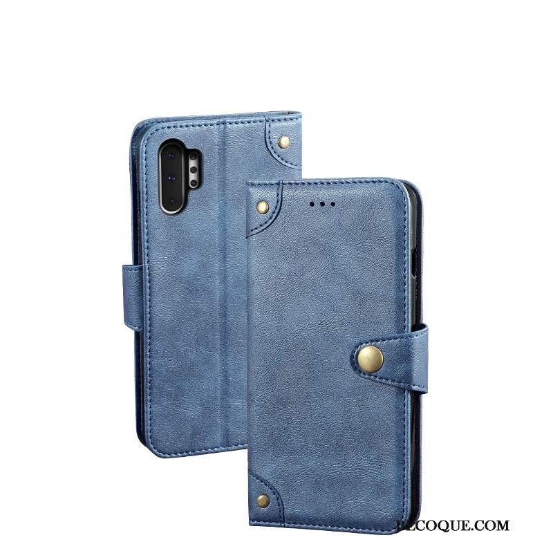 Futerał Samsung Galaxy Note 10+ Vintage Na Telefon Niebieski, Etui Samsung Galaxy Note 10+ Skóra