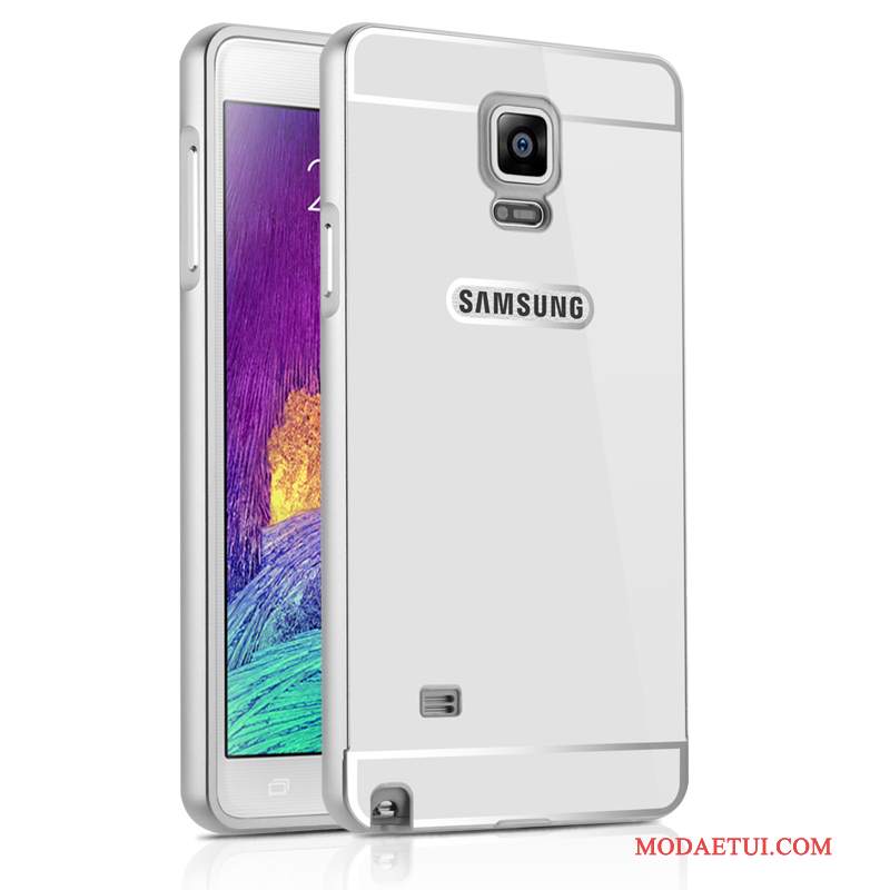 Futerał Samsung Galaxy Note 4 Metal Lustro Anti-fall, Etui Samsung Galaxy Note 4 Ochraniacz Srebrona Telefon