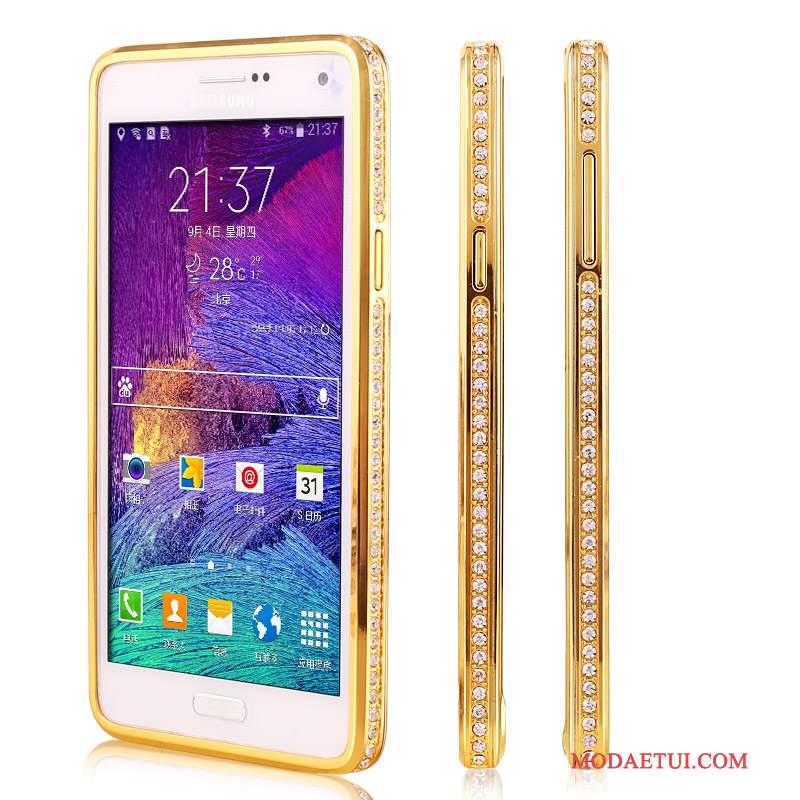 Futerał Samsung Galaxy Note 4 Rhinestone Anti-fall Złoto, Etui Samsung Galaxy Note 4 Metal Granica