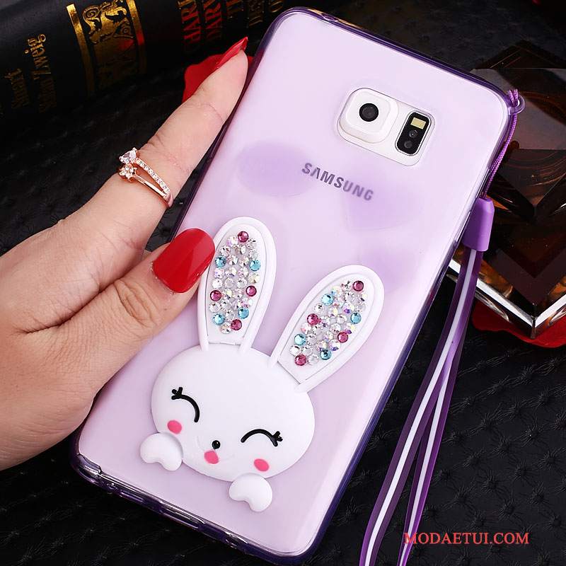 Futerał Samsung Galaxy Note 5 Rhinestone Purpurowyna Telefon, Etui Samsung Galaxy Note 5 Silikonowe Wiszące Ozdoby Przezroczysty