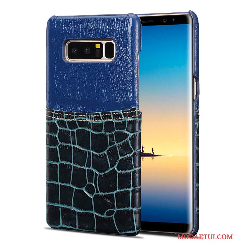 Futerał Samsung Galaxy Note 8 Luksusowy Anti-fall Ciemno Niebieski, Etui Samsung Galaxy Note 8 Skóra Na Telefon