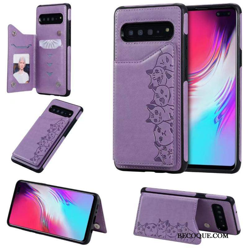 Futerał Samsung Galaxy S10 5g Skóra Anti-fall Kotek, Etui Samsung Galaxy S10 5g Pokrowce Wzórna Telefon