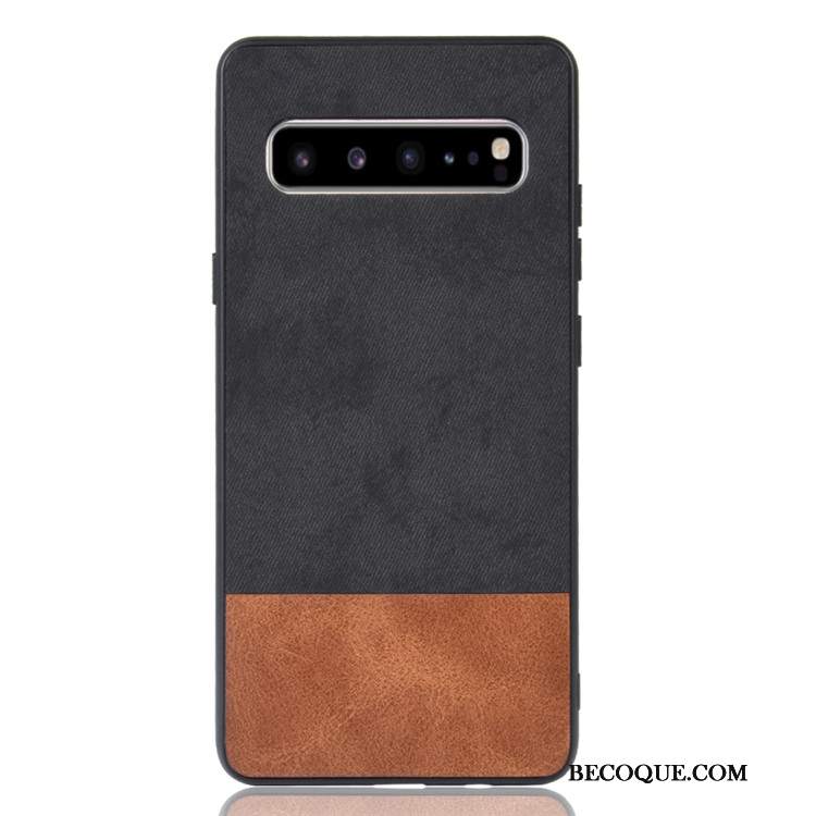 Futerał Samsung Galaxy S10 5g Skóra Denimna Telefon, Etui Samsung Galaxy S10 5g Ochraniacz Czarny Mieszane Kolory