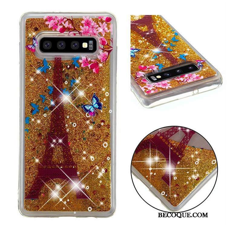 Futerał Samsung Galaxy S10 Miękki Quicksand Złoto, Etui Samsung Galaxy S10 Kreskówka Na Telefon Proszek