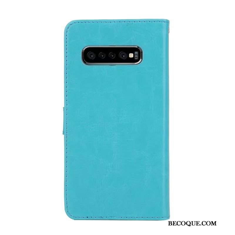 Futerał Samsung Galaxy S10+ Portfel Niebieskina Telefon, Etui Samsung Galaxy S10+ Skóra Anti-fall